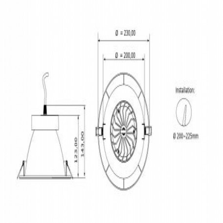 Downlight Alaska redondo 25w bajo UGR IP65 Threeline