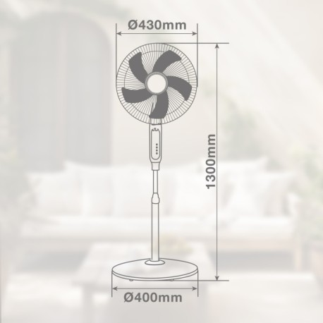 Ventilador portátil de pie Sanluri con mando 15W Blanco GSC