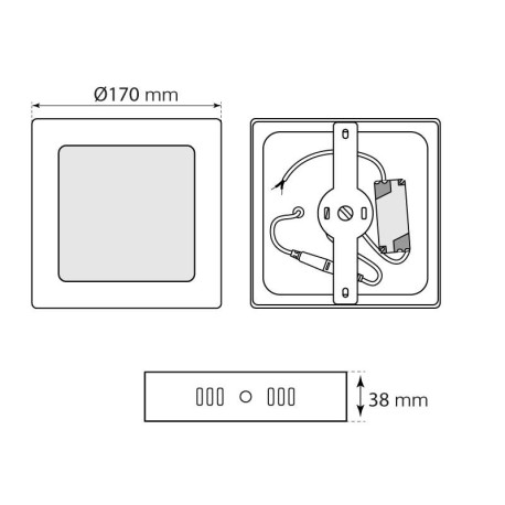 Downlight plafón Slim superficie cuadrado 12w I-TEC