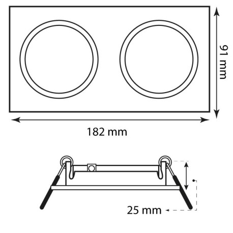 Foco Alum 2 luces basculante empotrable rectangular I-TEC