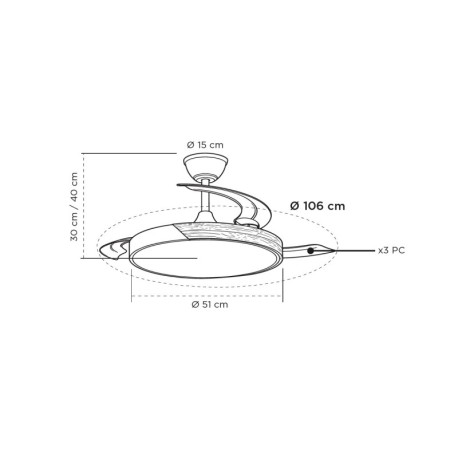 Ventilador de techo Taoro 60w CCT CristalRecord