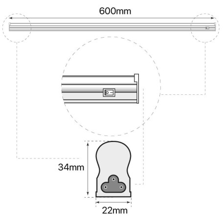 Regleta LED T5 10w 60cm I-TEC