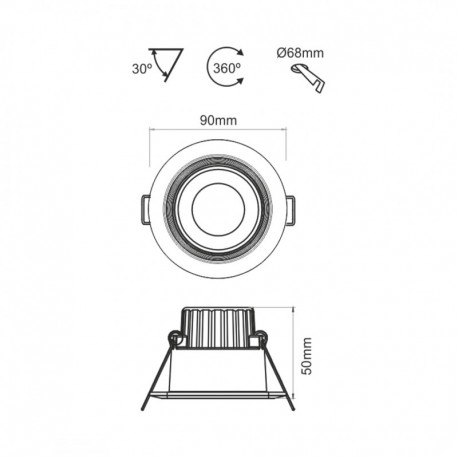 Downlight empotrable Compac redondo 8w Beneito Faure