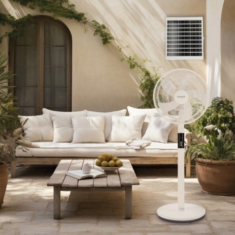 Kit ventilador pie panel solar Sanluri con mando 15W Blanco GSC