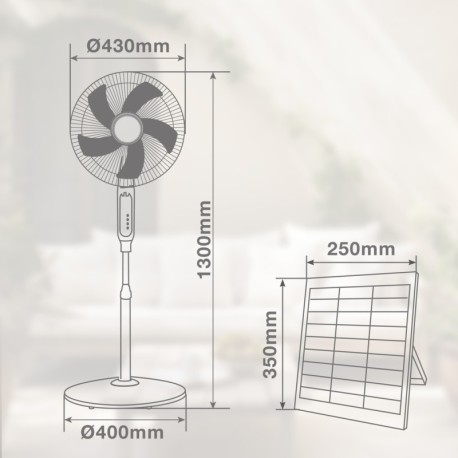 Kit ventilador pie panel solar Sanluri con mando 15W Blanco GSC