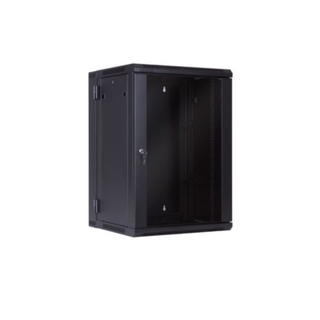 Armario mural 19” 15U  2 Cuerpos F-550 mm Negro puerta cristal Sunpro
