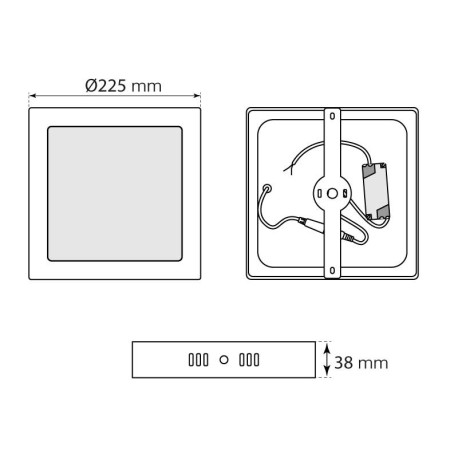 Downlight  plafón Slim superficie cuadrado 20w I-TEC