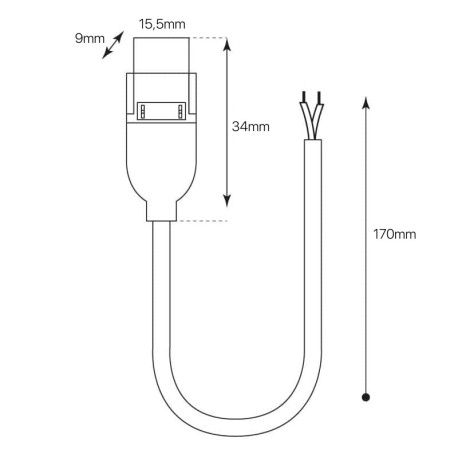 Conector con cable tira led Elise 230V I-TEC