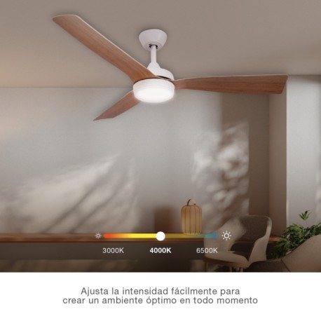 Ventilador techo Cefalú CCT y mando blanco/haya GSC