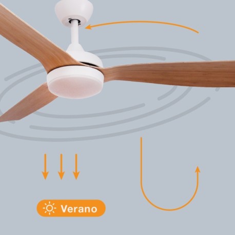 Ventilador techo Cefalú CCT y mando blanco/haya GSC