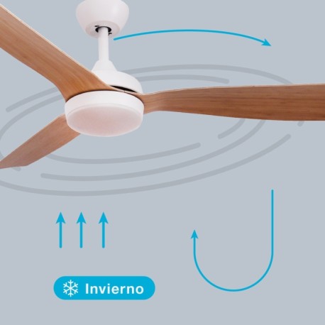 Ventilador techo Cefalú CCT y mando blanco/haya GSC