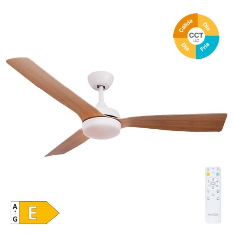 Ventilador techo Cefalú CCT y mando blanco/haya GSC