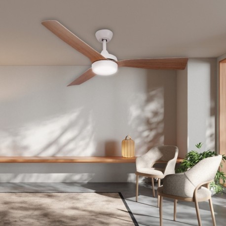 Ventilador techo Cefalú CCT y mando blanco/haya GSC