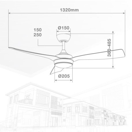 Ventilador techo Cefalú CCT y mando blanco/haya GSC