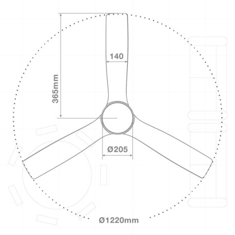 Ventilador techo Cefalú CCT y mando blanco/haya GSC
