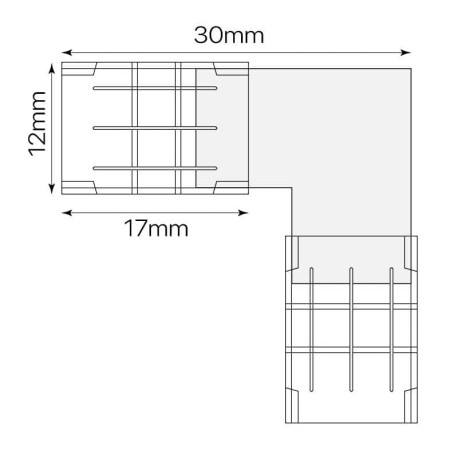 Conector L Dualcolor 3pin tiras 10mm 12/24V I-TEC