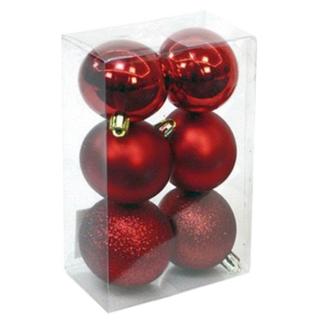 Pack 6 bolas de navidad 8cm Rojo GSC