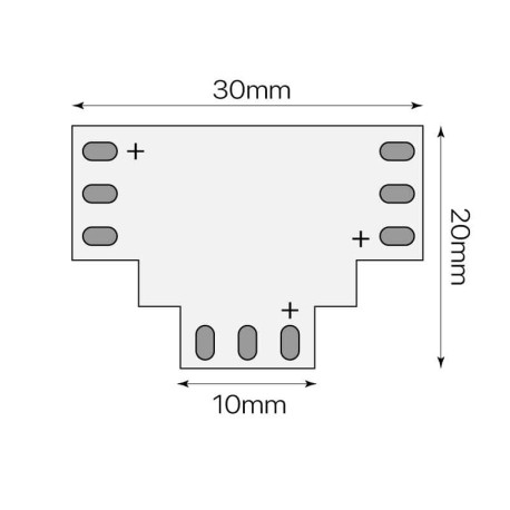 Conector T Dualcolor 3pin tiras 10mm 12/24V I-TEC
