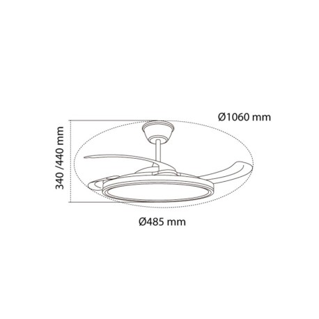 Ventilador de techo Astor 45+9w CCT CristalRecord