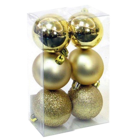 Pack 6 bolas de navidad 8cm Dorado GSC