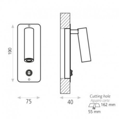 Aplique Aron LED empotrable orientable de ACB Iluminación