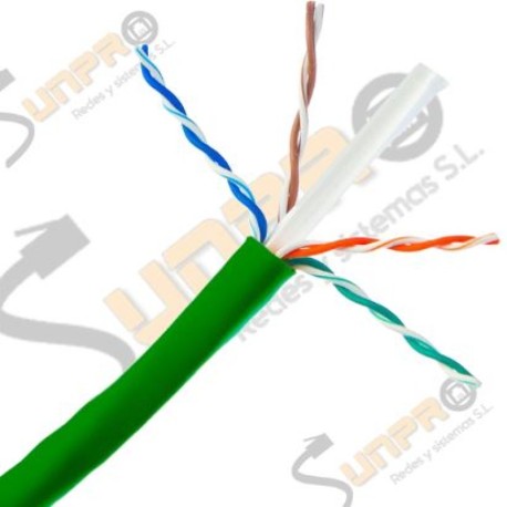 Cable Cat. 6 U/UTP CU LSZH rígido 305m. verde CPR Dca AWG24 Sunpro