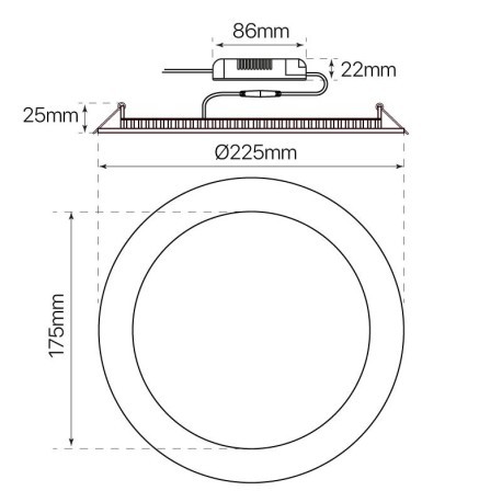 Downlight Slim empotrable redondo 20w gris I-TEC
