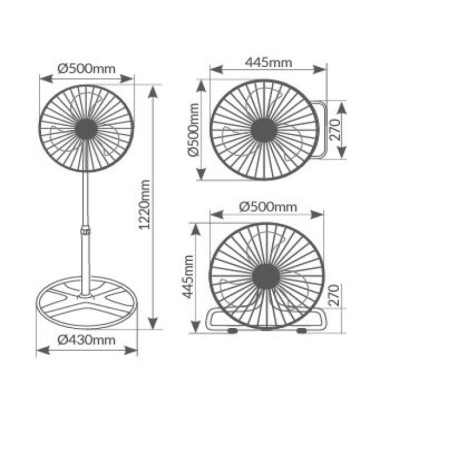 Ventilador metálico Sassela 3 en 1 cromado/negro 70w GSC