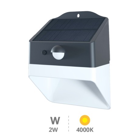 Aplique solar LED Senise c/ sensor de movimiento y crepuscular 2W GSC