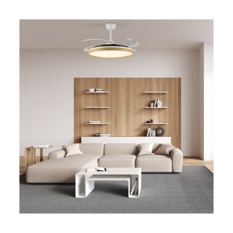 Ventilador de techo Panam L 80w CCT blanco+madera CristalRecord