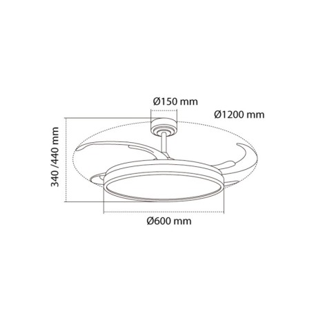 Ventilador de techo Panam L 80w CCT blanco+madera CristalRecord