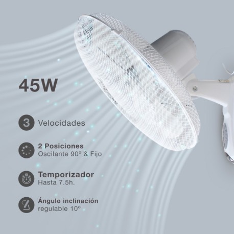 Ventilador de pared Sautar con mando blanco GSC