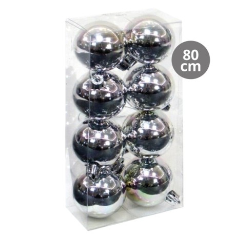 Pack 8 bolas de navidad 8cm Plateado GSC