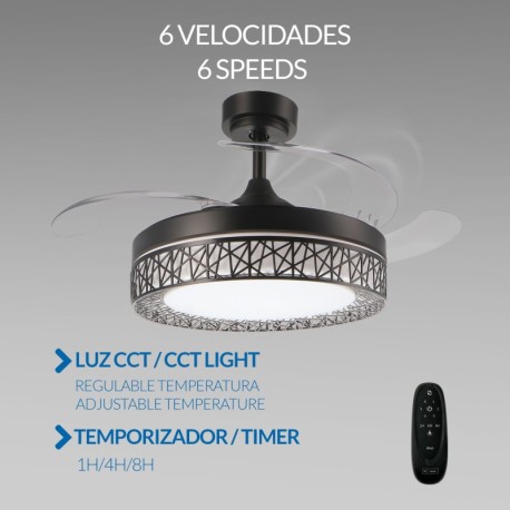 Ventilador de techo Aqua Ø107 negro Mimotec