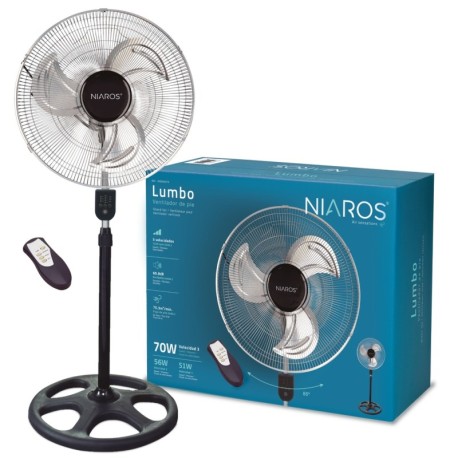 Ventilador metálico de pie Lumbo con mando Ø50cm 70W GSC