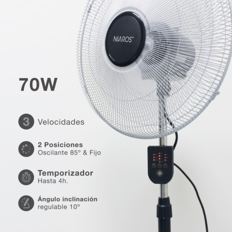 Ventilador metálico de pie Lumbo con mando Ø50cm 70W GSC