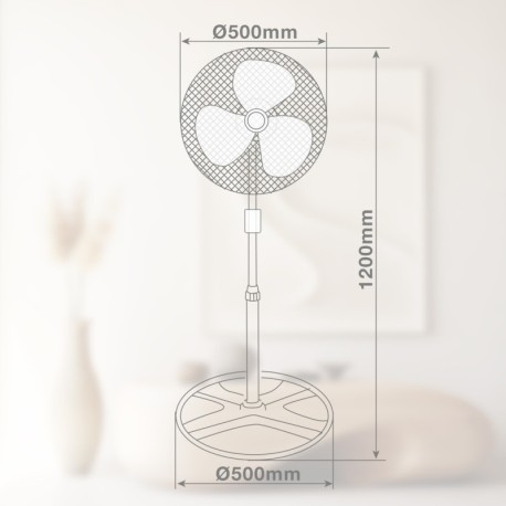 Ventilador metálico de pie Lumbo con mando Ø50cm 70W GSC