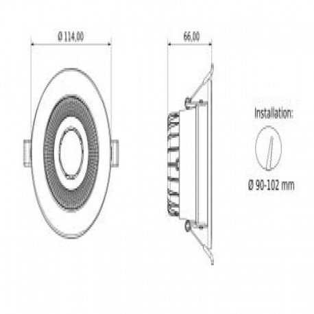 Downlight Boston redondo 5700k UGR<19 Threeline