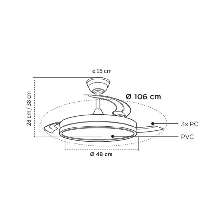 Ventilador de techo Chief 60w CCT CristalRecord