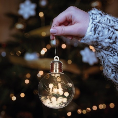 Pack 12 bolas de navidad LED 8cm luz cálida 3xLR44 GSC