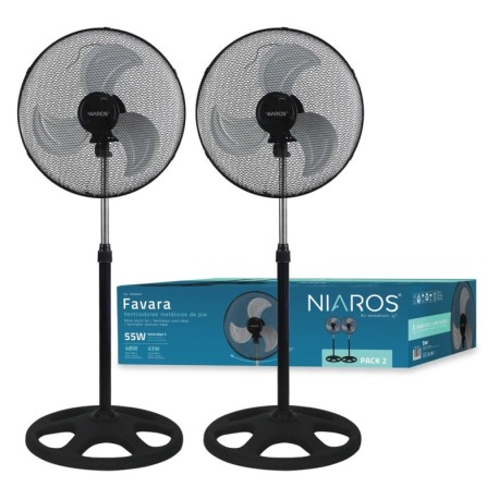 Pack 2 ventiladores metálicos de pie Favara 55W Negro GSC