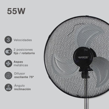 Pack 2 ventiladores metálicos de pie Favara 55W Negro GSC