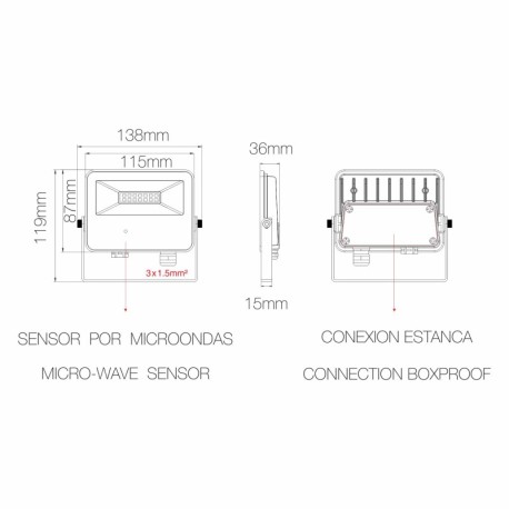 Foco proyector SKY-V3 microwave sensor 10w Beneito Faure