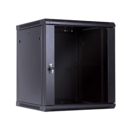 Armario mural 19” 12U F-600 mm Negro puerta cristal Sunpro