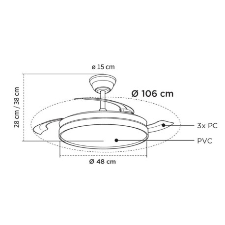 Ventilador de techo Charly Evo 60w CCT blanco CristalRecord