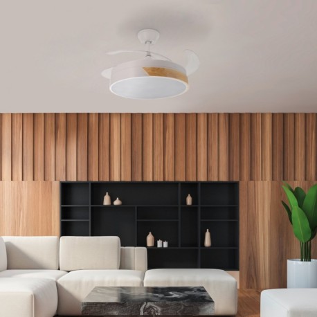 Ventilador de techo Messe blanco y haya Mimotec