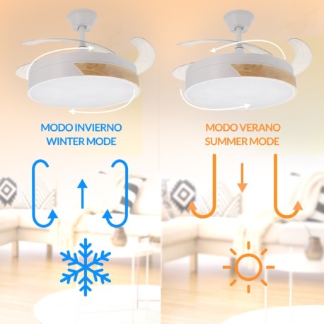 Ventilador de techo Messe blanco y haya Mimotec