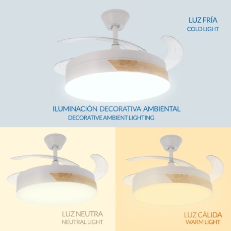 Ventilador de techo Messe blanco y haya Mimotec