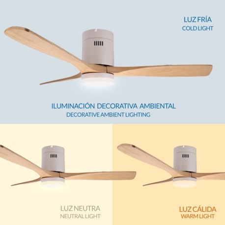 Ventilador de techo Energy MDF blanco/ madera Mimotec