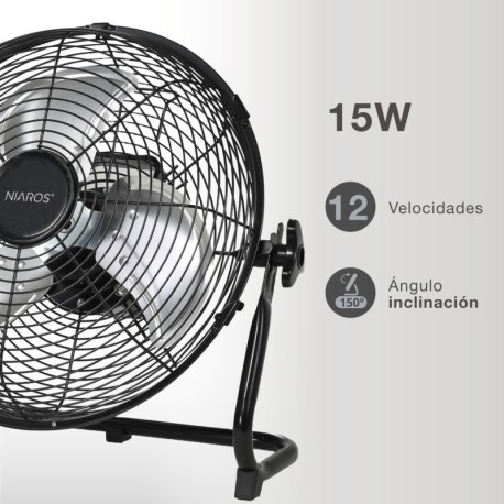 Ventilador portátil metálico suelo Nuoro 15W Negro GSC